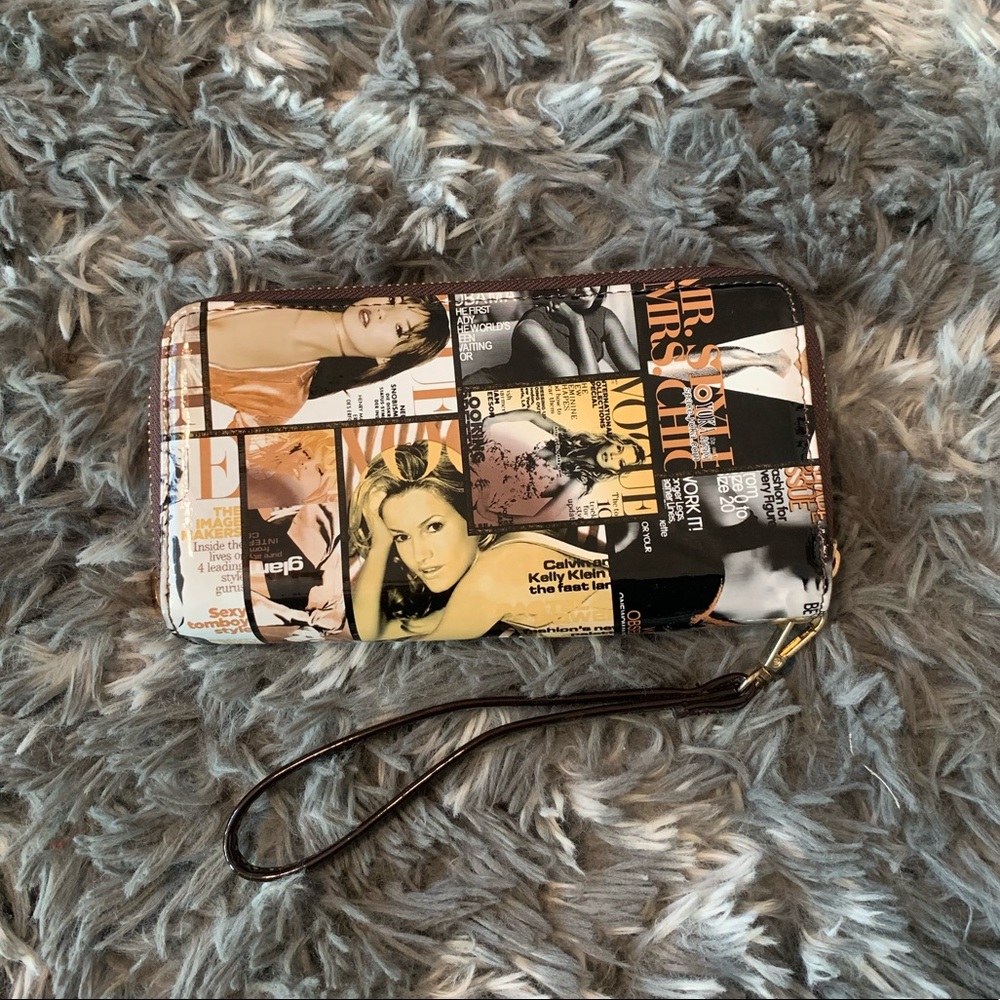 Long double zip compartment wallet